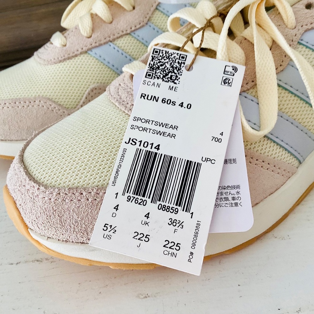 Adidas Run 60s 4.0 sneakers Wonder White Ice Purple Alumina Women’s Size 5.5 NWT - Picture 5 of 12